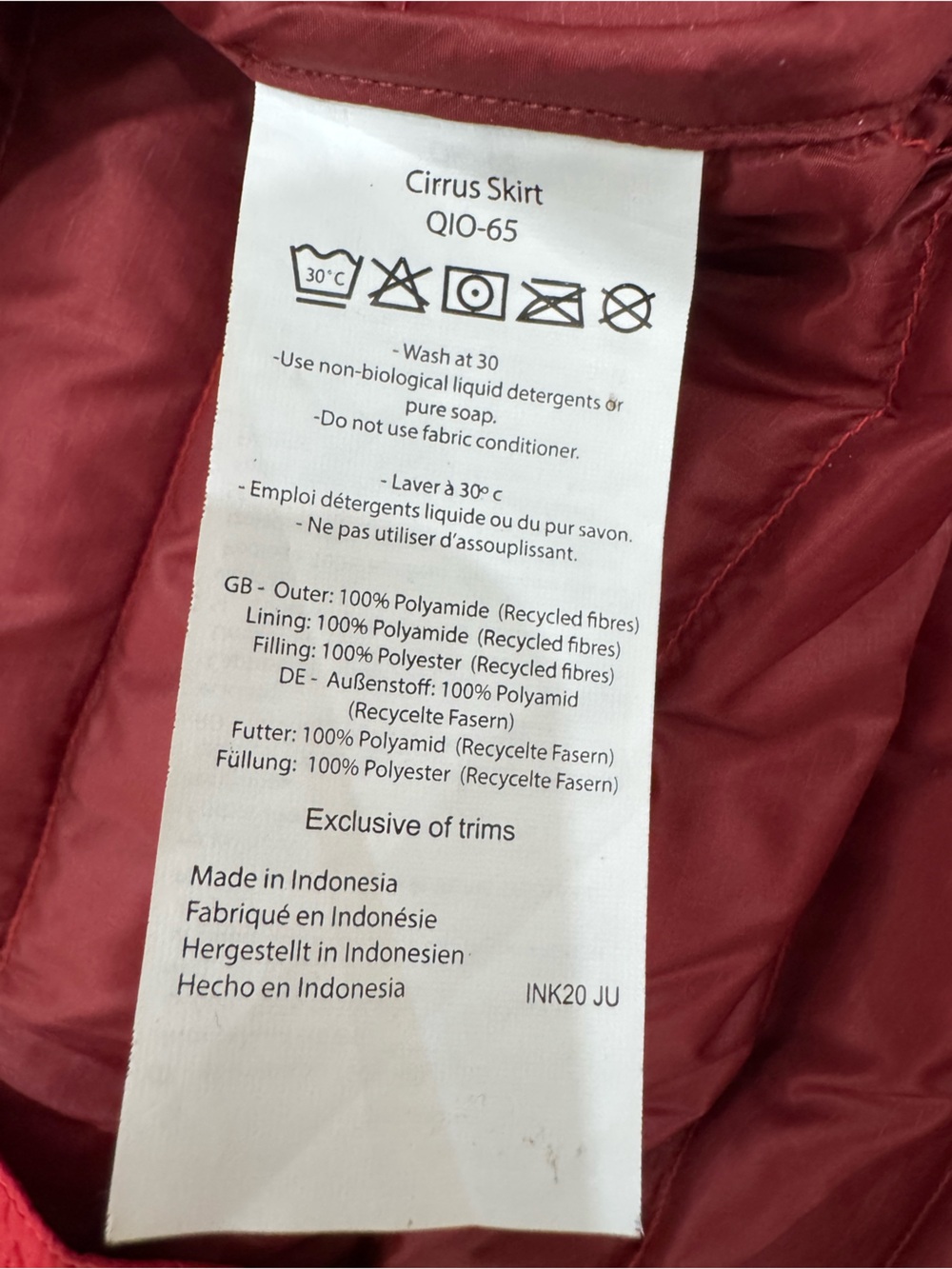 Rab Cirrus Insulated Puffer Quilted Skirt Red Women's Small Winter Layers - Picture 13 of 16